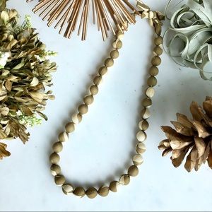 Vintage olive/cream cotton beaded necklace